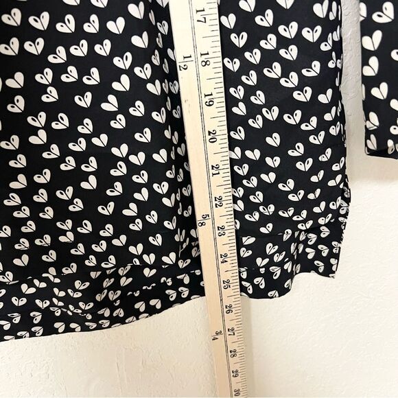 Anthropologie Linosa Heart Print Silk Top by Maeve Black Size M - Picture 2 of 6